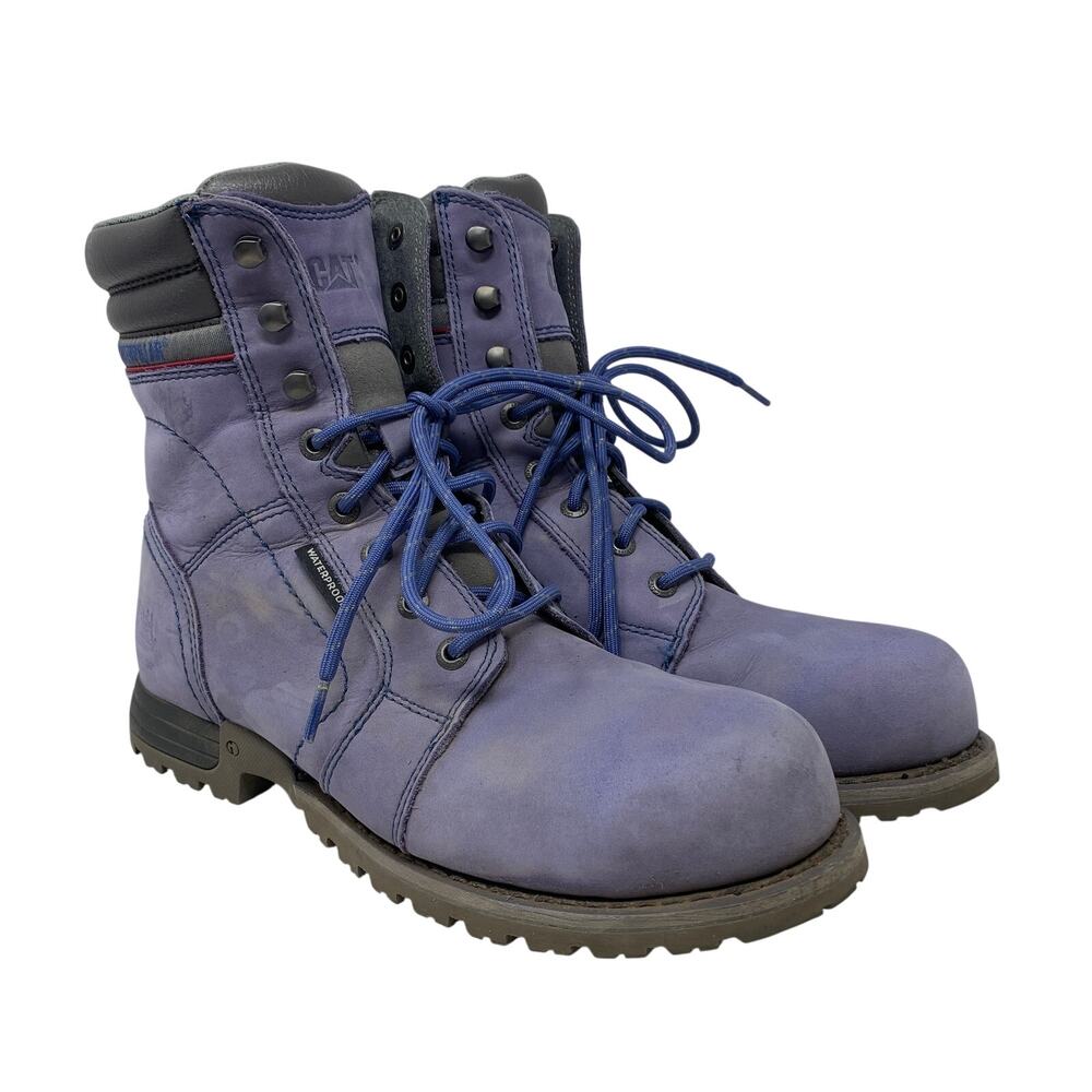 CAT Echo Waterproof Steel Toe Work Boots Womens Size 11 Marlin Blue Lace Up